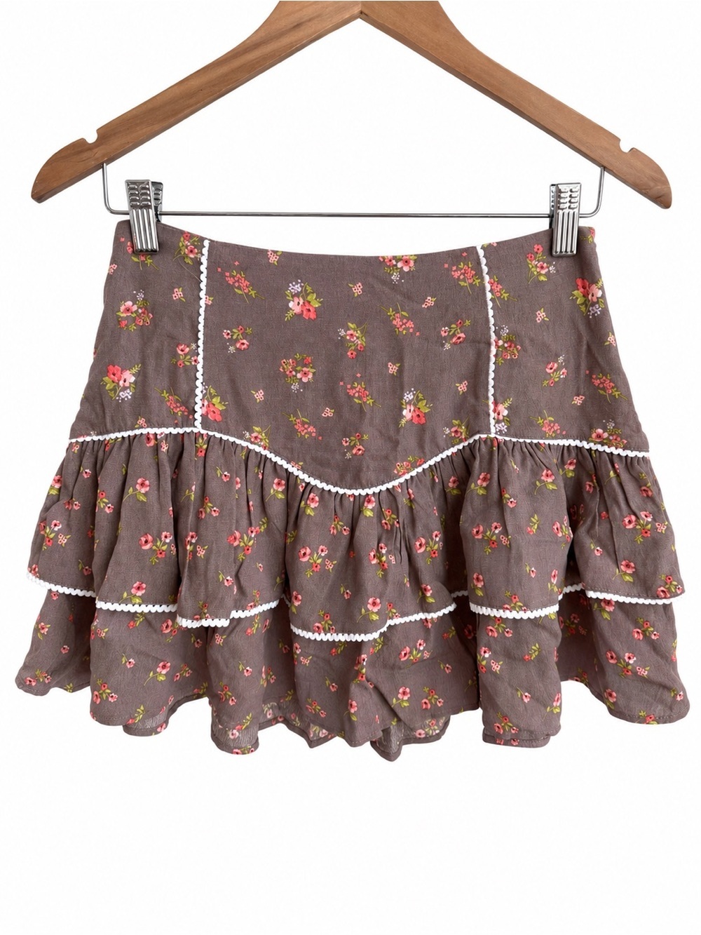 Forever 21 Size S Floral Ruffle Mini Skirt Cottagecore Western Prairie